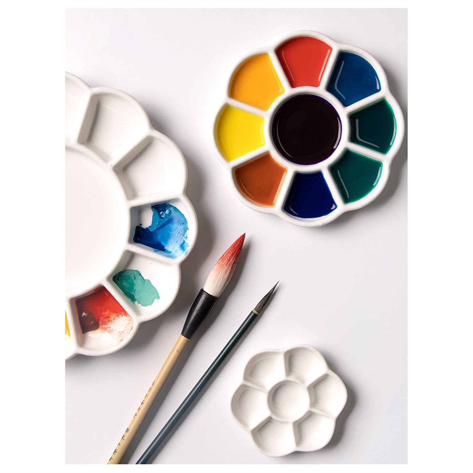 Paleta farb ceramicznych, taca akwarelowa z porcelany, paleta do mieszania kwiatów w kolorze śliwkowego kwiatu, miniaturowa akrylowa farba olejna dla studentów sztuki, łatwa do czyszczenia porcelana,