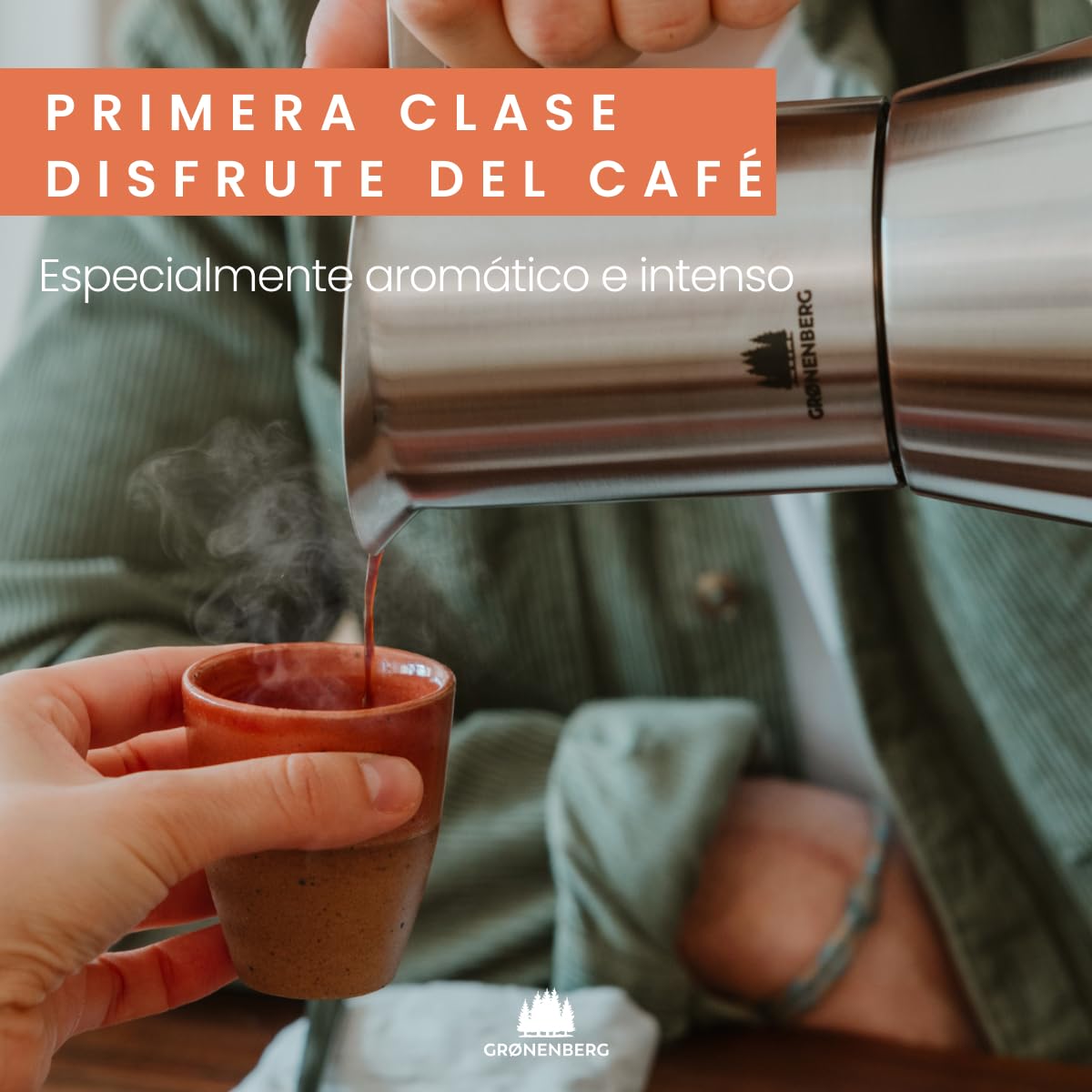 Groenenberg Cafetera Italiana + filtro reductor | Cafetera express 2-4 Tazas (200 ml) | Cafetera italiana induccion (acero inox) con junta de repuesto