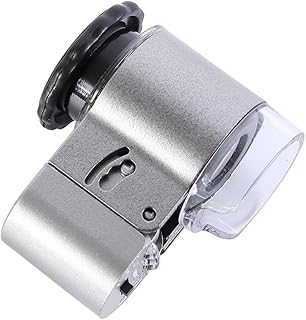 COHEALI Mini Jewelry loupes Pocket Magnifying Glass LED Magnifying Glass 50X Microscope with LED Light Currency Microscope 50X LED Microscope Magnifier with Lights
