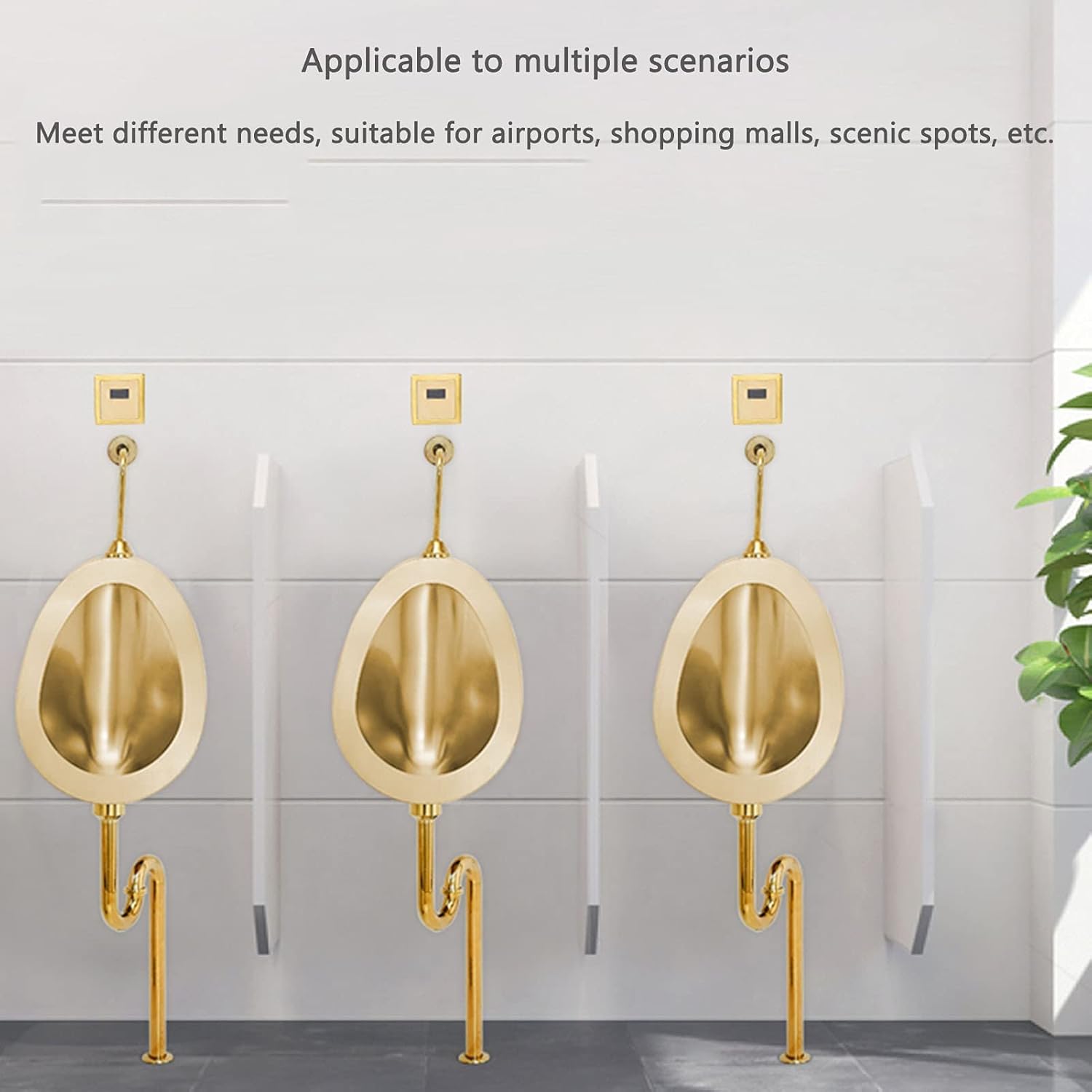 Men's Integrated Sensor Urinal, Household Stainless Steel Wall-Mounted Bathroom Urinal, Toilet Urinal with Flush Valve and Drain,Wall Drainage-Set 2