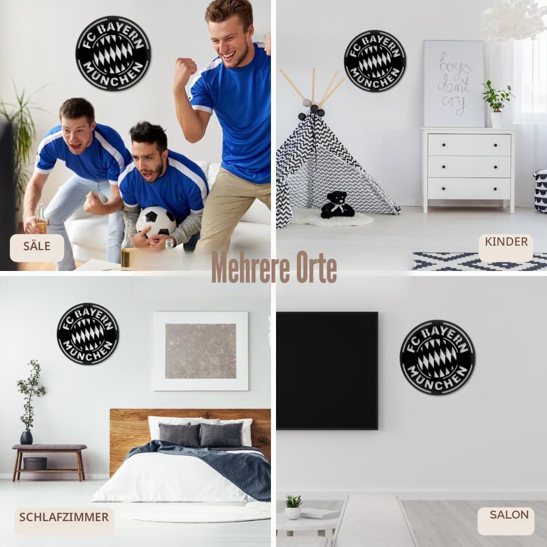 Bild Wappen Bayern Wand Holz - Raumdekoration, modernes Zuhause, originelle Geschenke für Herren, Kinder, moderne Wohnzimmerdekoration, Fußballposter (Bayern M)