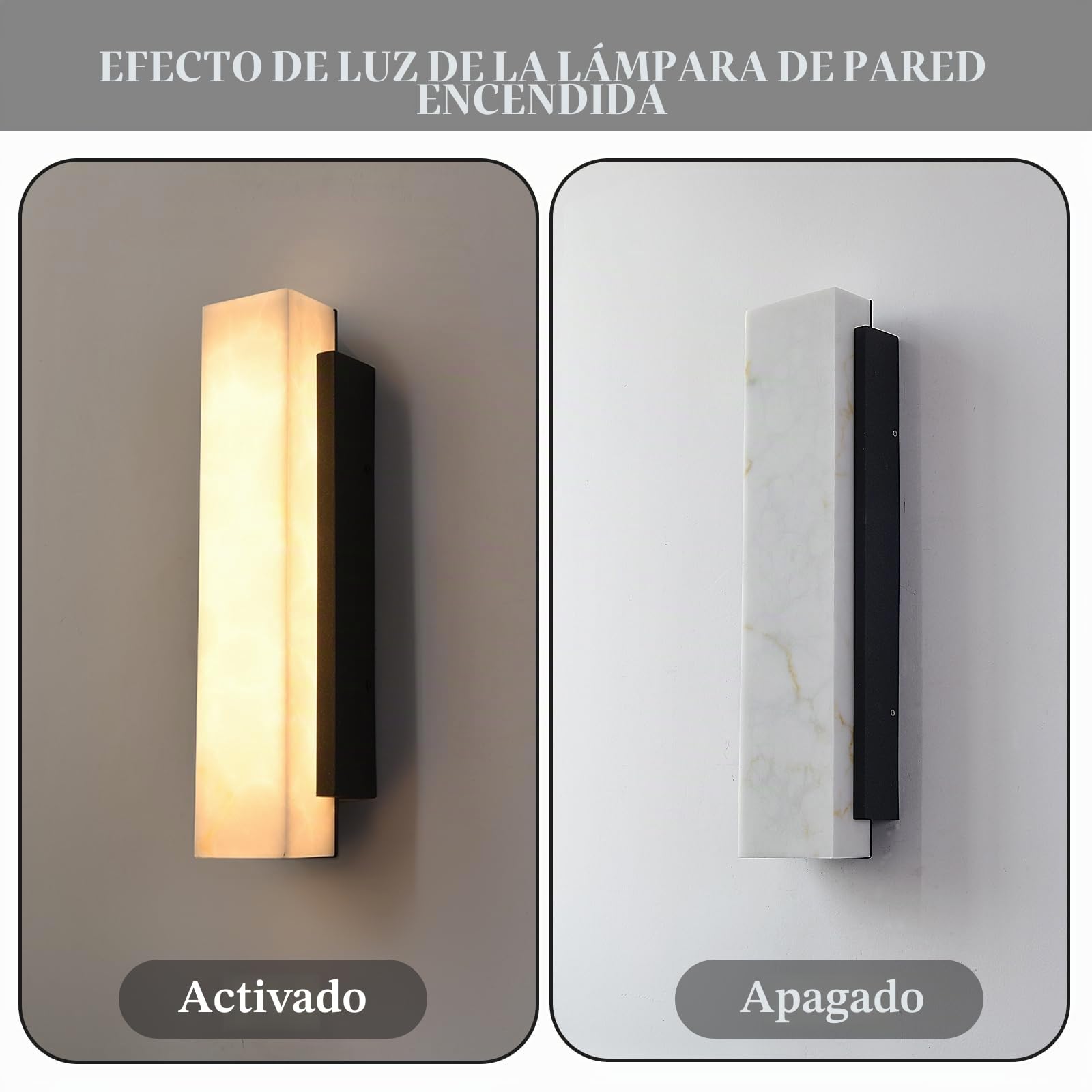 Aplique Pared Exterior Resistente Al Agua,Led Moderna Rectangular Luces De Pared ImitacióN De MáRmol,Jardin Acero Inoxidable Engrosado LáMpara De Pared Exterior,Per Puerta De La Villa 45Cm