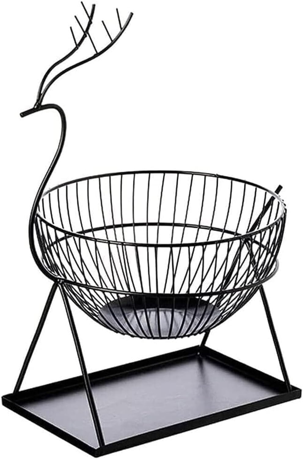 Mnuvxzaewf Svart Kitchen Countertop Fruit Rack-Metal Deer Figurine Basket(Svart)