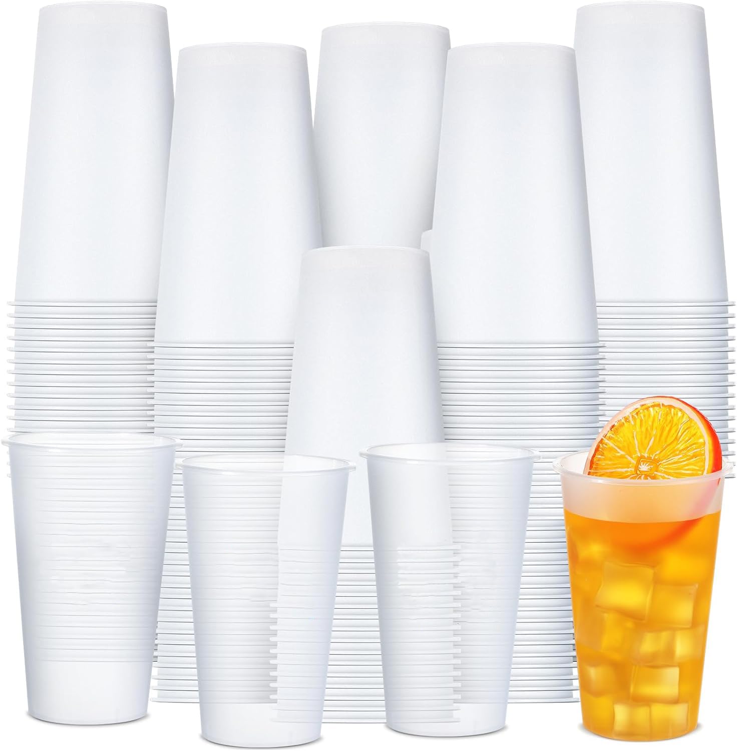 16oz Clear Plastic Cups, (100PCS) 90mm Plastic Cups Tall Disposable Cups Premium PP Plastic Cups Cold Party Drinking Cups Bulk Clear Plastic Cups Party Drink Cups for Water, Juice, Soda, Ice Coffee