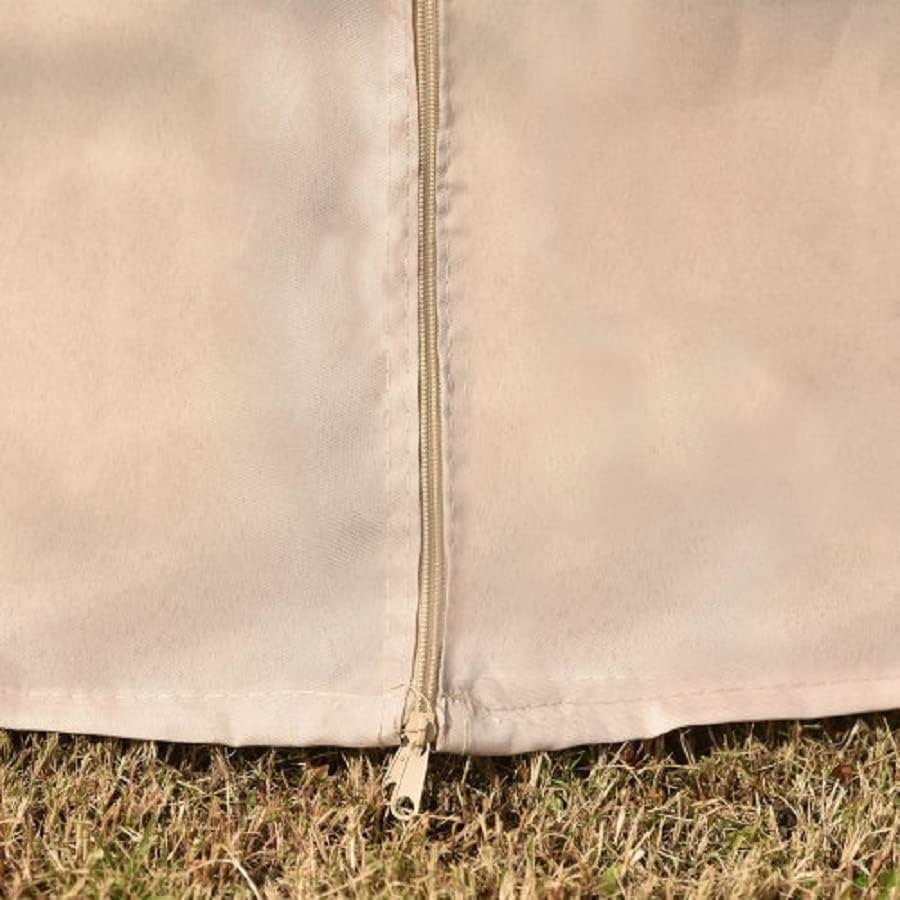 9.8 Ft. W x 11.8 Ft. D Patio Outdoor Gazebo Double Roof Soft Canopy in Khaki Polyester