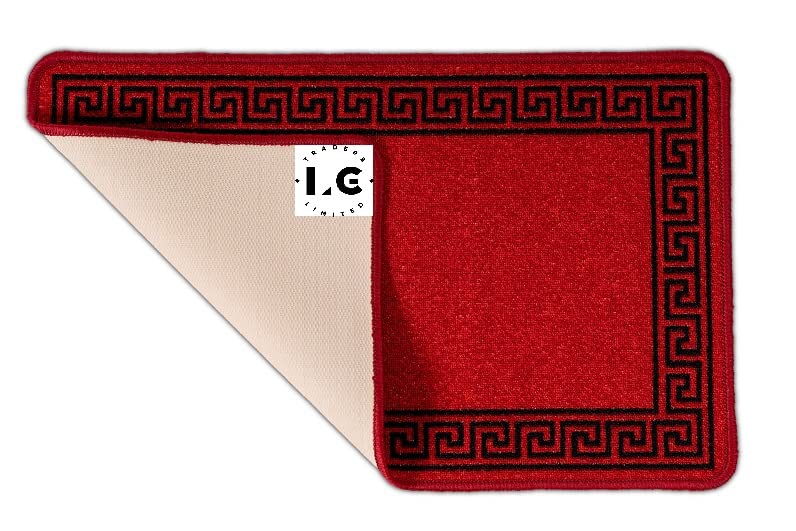 LG TRADERS LIMITED Non Slip Indoor Door Mats Small Large Door Mat Washable Rugs Kitchen Floor Mat (Red_black, 67X220)