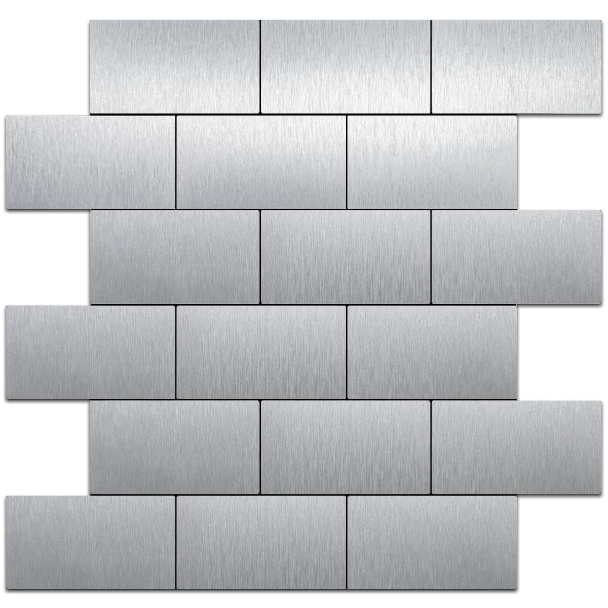 DICOFUN Brushed Silver PVC Subway Tile