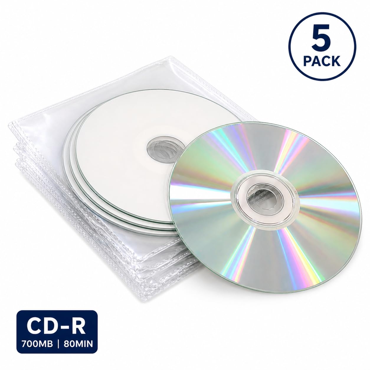 5 x bianco Top CD-R80 700MB 52X in plastica maniche Dragon Trading prodotto