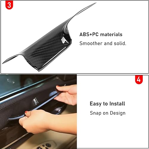 Miniatura 10 de Jaronx Compatible con BMW Serie 7, cubiertas de manija de puerta, trasera izquierda y trasera derecha serie 7 F02, cubierta de manija de puerta,