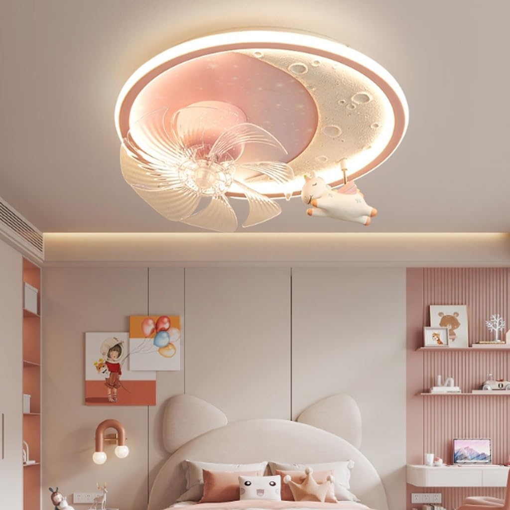 LED Deckenventilator mit Beleuchtung dimmbar Fernbedienung Mond Design Schlafzimmer Wohnzimmer
