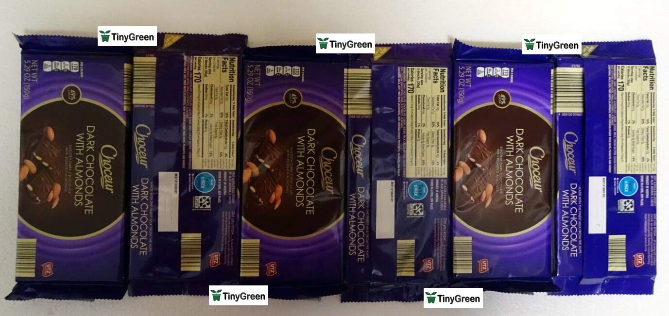 Choceur Dark Chocolate with Almonds Smooth Dark Chocolate with Roasted Almonds 49% Cocoa 5.29oz 150g (Pack of Six)