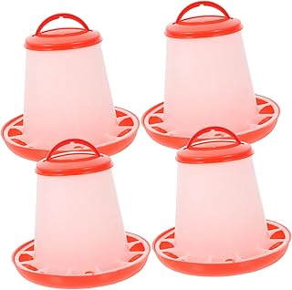 POPETPOP 4pcs Auto Feeder Plastic Chicken Feeder Poultry Feeding Troughs Pigeon Feeder Trough Chicken Food Feeding Dispenser Watering Dish Feeding Supplies Container Automatic Feeder Manger