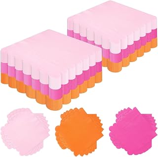 150 Pcs Pink and Orange Napkins 6.5"x 6.5" Pink Orange Cocktail Napkins 3 Colors Disposable Dinner Hand Towels For Tequila Sunrise Party Baby Shower Birthday