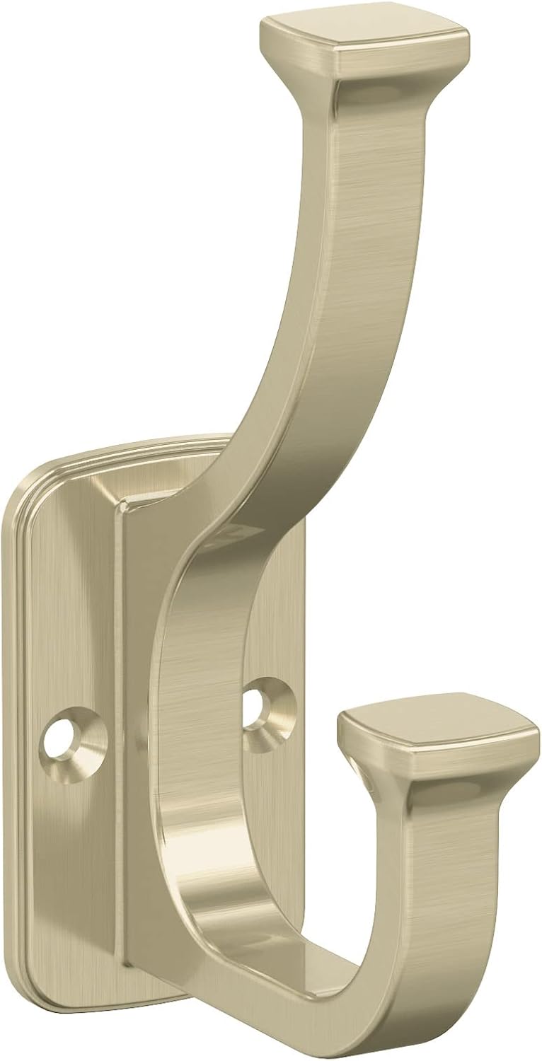 Golden Champagne Double Prong Metal Wall Hook