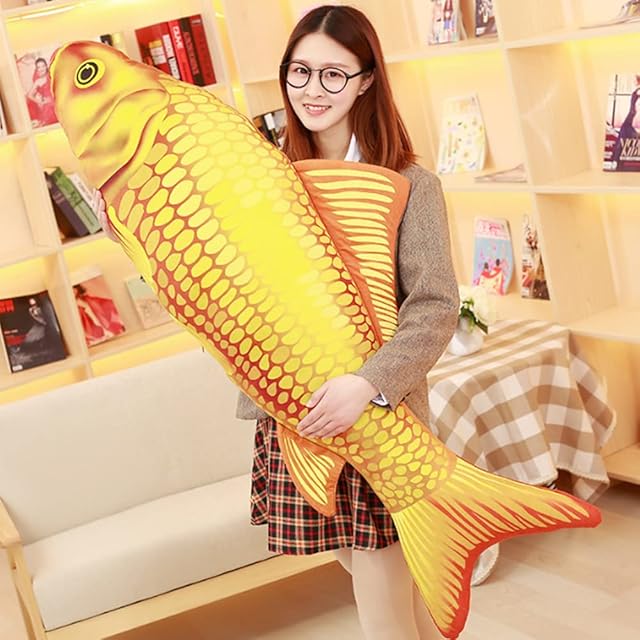 Giant-Simulation Fish Plush Toy,Toy Pillow,Stuffed Animal Toy, Used for Home Decoration Gifts, Kids Pillow Stuffed Animal Toy31inch/80 cm (gold)
