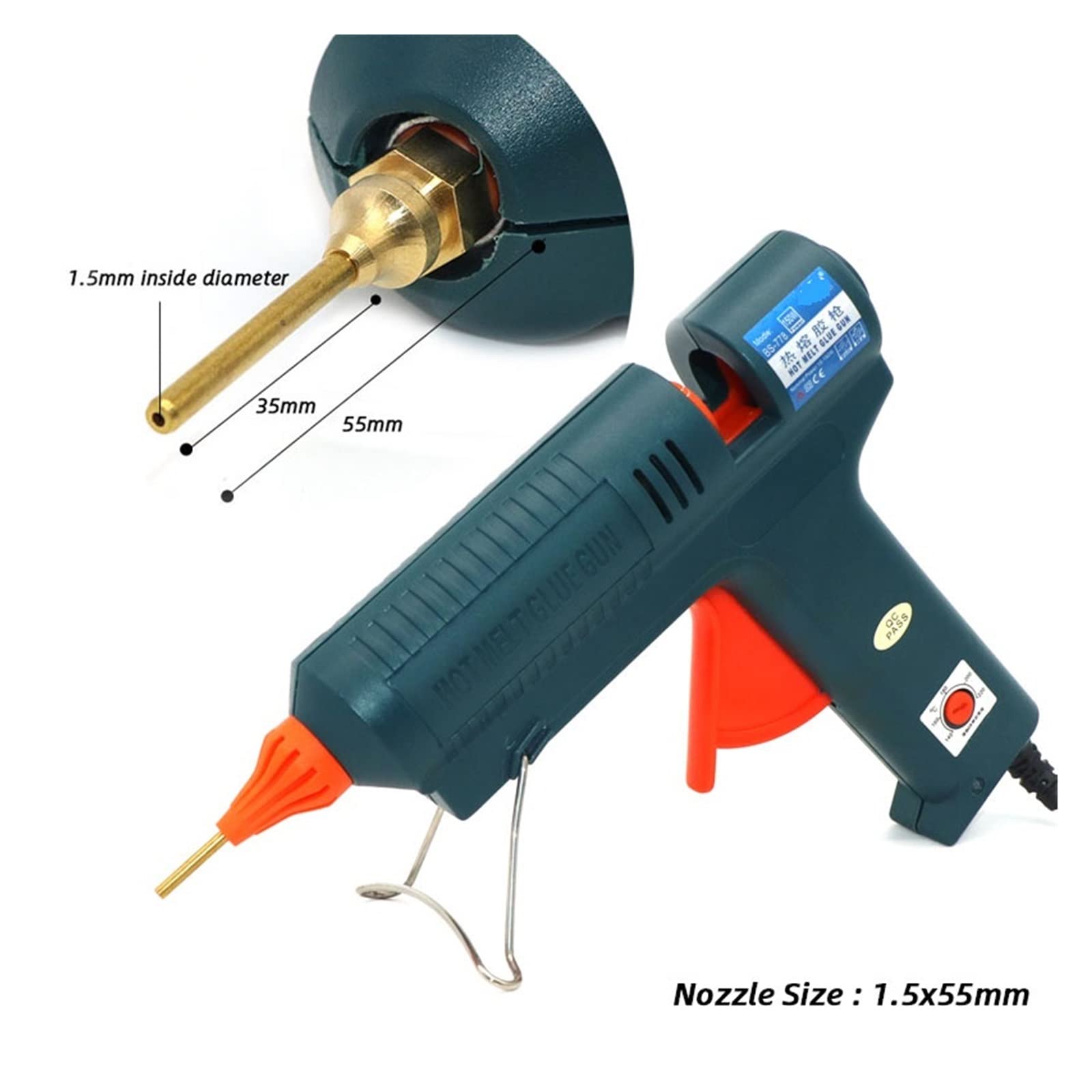 Pistola De Silicona, Boquilla de cobre larga de 150W, pistola de pegamento de fusión en caliente, temperatura ajustable for barras de pegamento de 11mm, pistola de pegamento adhesiva industrial profes