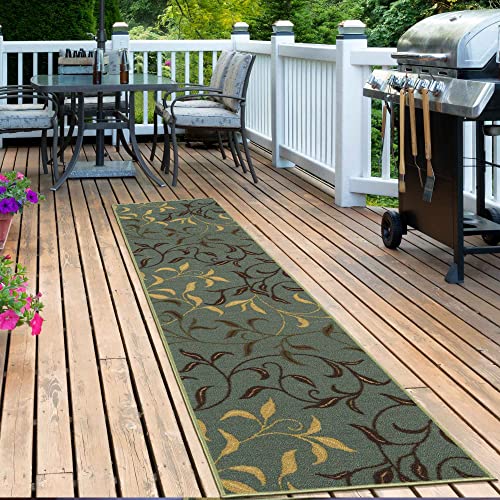 image for Ottomanson Ottohome Collection Non-Slip Rubberback Leaves Design 3x10 