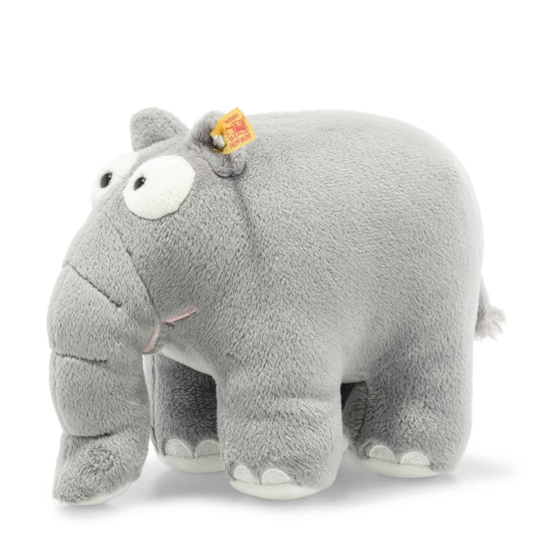 Steiff Kuscheltier Ottifant, Süßes Stofftier mit Kunststoffaugen, Kinder, Jungen & Mädchen, Plüschtier 20 cm, Hellgrau, 674006