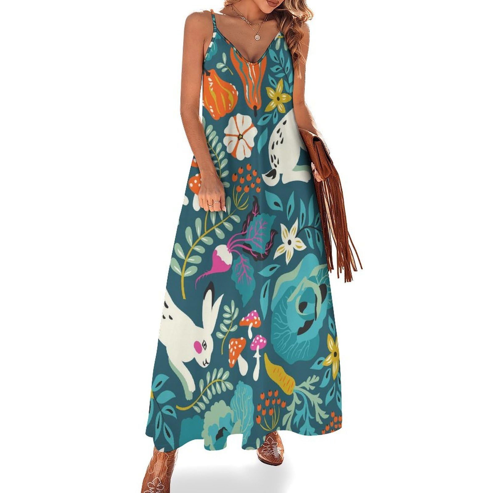 Robe maxi lapin champignon pour vos vacances détendues à la plage - 7