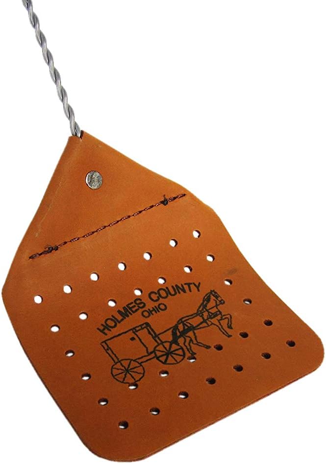 Amish Leather Fly Swatter Brown Holmes County Handcrafted