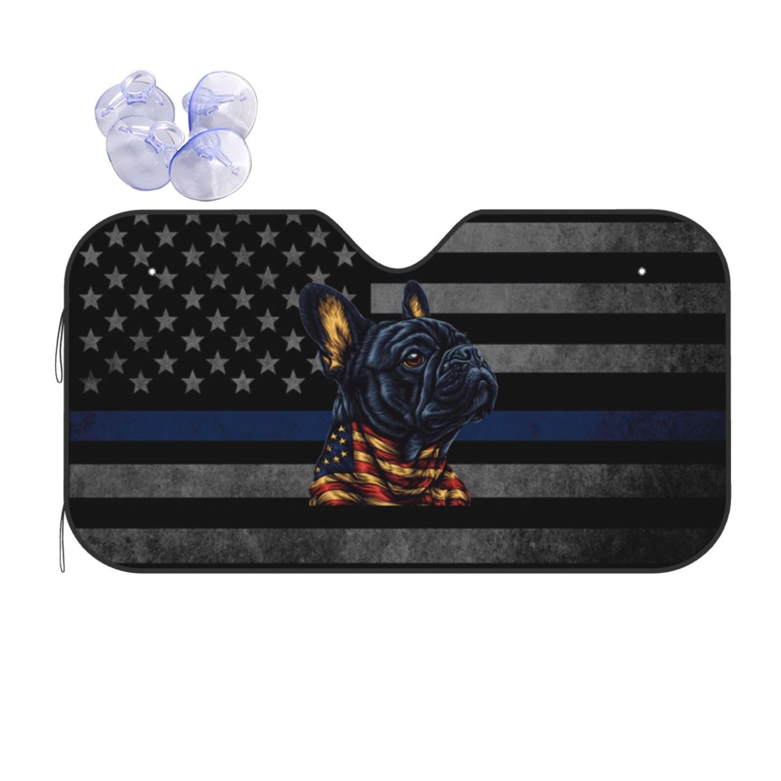 French Bulldog American Flag Fashionable Car Sunshade, Effective Sunshade and Good Insulation Effect
