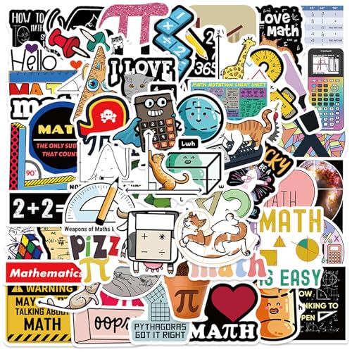 LAGOM DREAMBOAT Math Stickers Science Stickers Geek Graffiti Matte Waterproof Stickers for Laptop Luggage Guitar Skateboard Water Bottle Notebook - Great Rewards for Students (58Pcs)