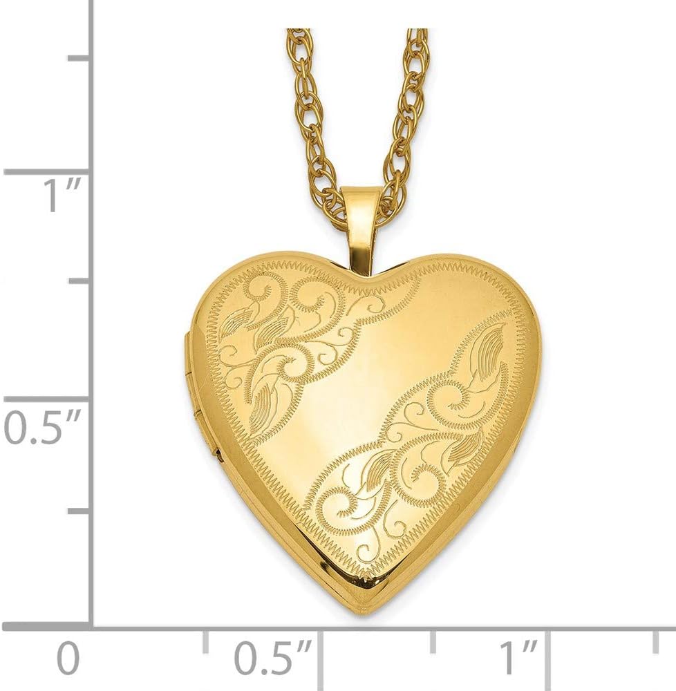 Jewelry Affairs 14k Yellow Gold Filled Engraved Heart Locket Chain Necklace, 18 Inch