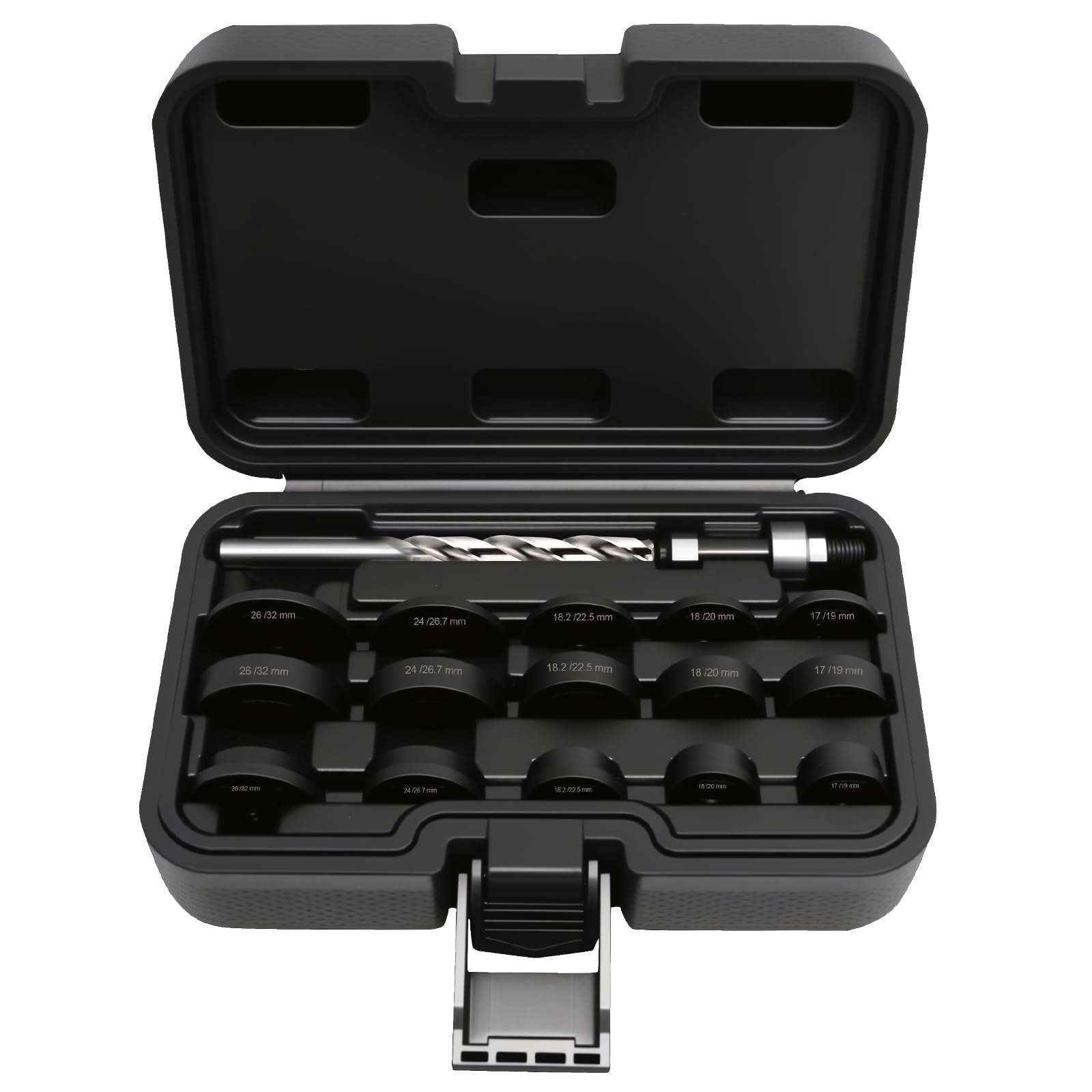 17-Piece PDC Sensor Drilling Kit,Drill Bit Diameters 17–32 Mm, For 5mm Thick Plastic,With High-Speed Steel Pilot Drill Bit (5/16 Inch),Suitable For Wing Panels And Bumpers