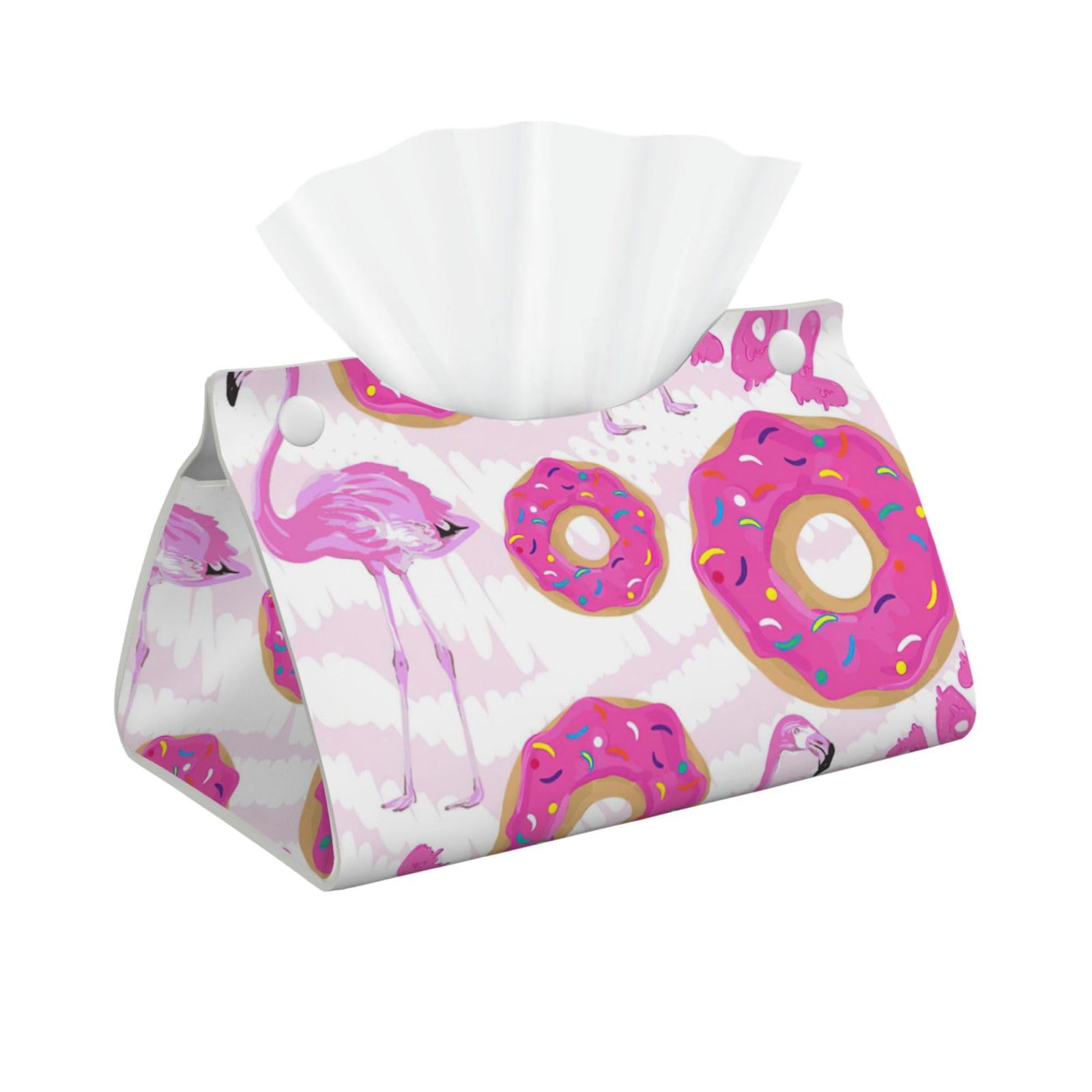 Flamingo And Donuts Print Long Tissue Box Cover Tissue Dispenser Box For Living Room, Office, Car, Bathroom
