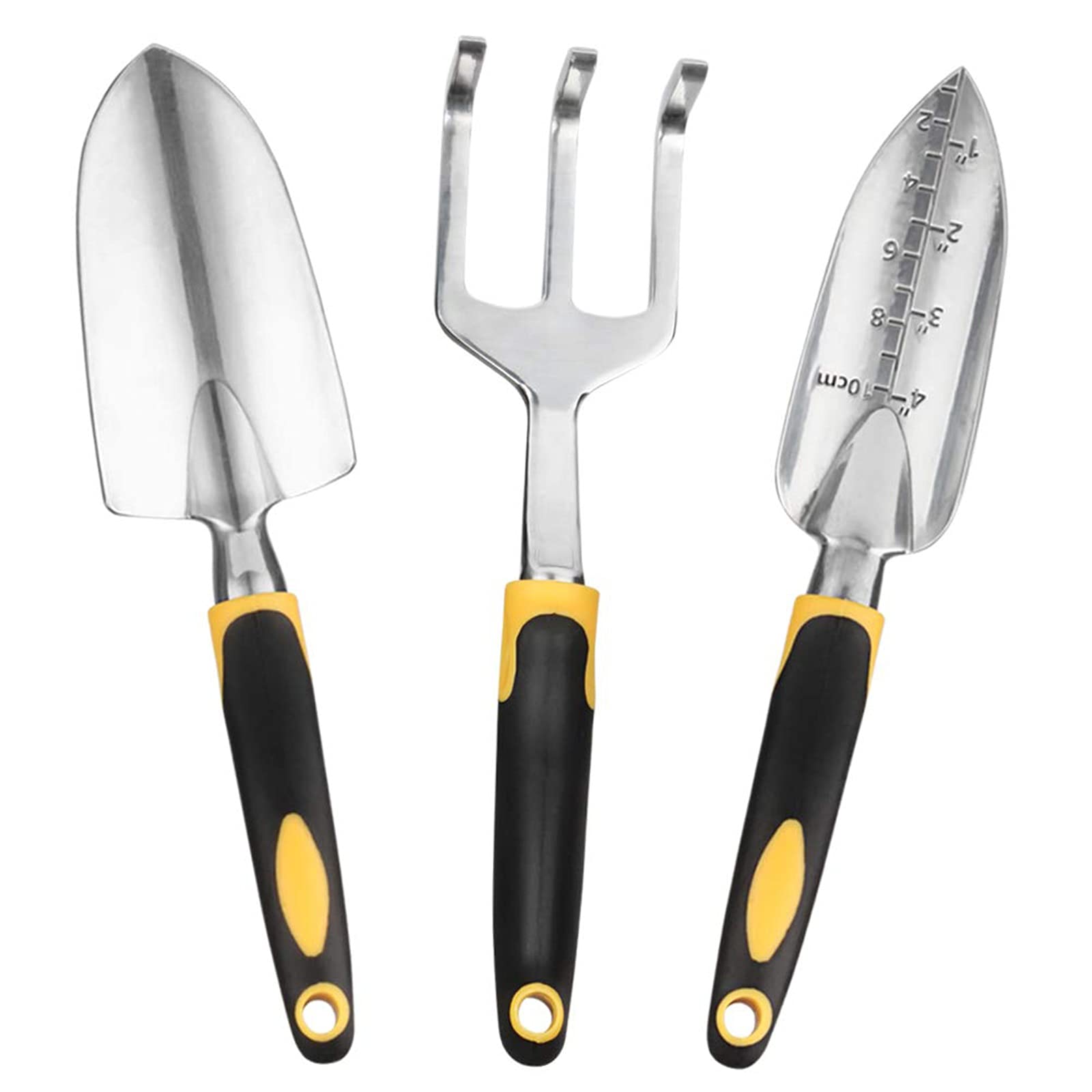 DINGFAN Kit Herramientas Jardineria, 3 Pcs Herramientas de Jardín de Aluminio, Juego Herramientas Jardin con Mango Antideslizante Paleta, Trasplantadora