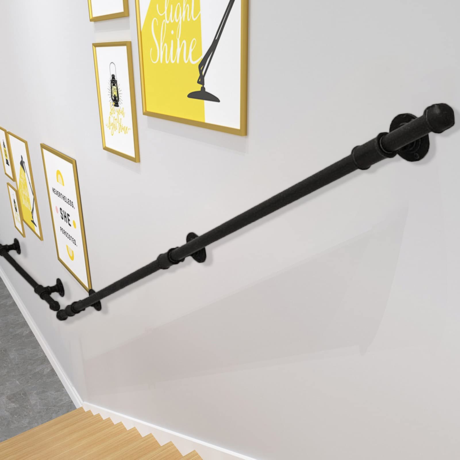 Matériel mural Banister Banistre de l'embarcadère en plein air - Kit complet, Corridor de personnes âgées handicapés Bar de sécurité anti-dérapage | Pour les rails à marches extérieures d'intérieur