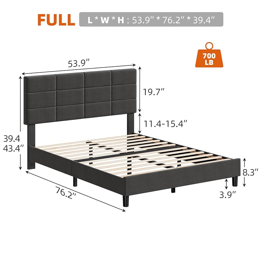 Amazon.com: GarveeHome Full Bed Frame - Linen Upholstered