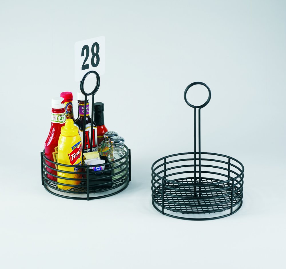 Crazy Deals G.E.T. Enterprises Black Round Stainless Steel Condiment Caddy Iron Teflon Coated Table Caddies Collection 4-31850 (Pack of 1)