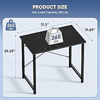 Vista 3 de DUMOS Escritorio de oficina pequeño de 32 pulgadas para computadora de estilo moderno y simple, mesa de trabajo de estudio para el dormitorio