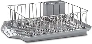 Farberware 3-Piece Large Capacity Dish Drying Rack Set with Drainboard and Utensil Holder, Rust-Resistant Kitchen Counter Dish Drainer