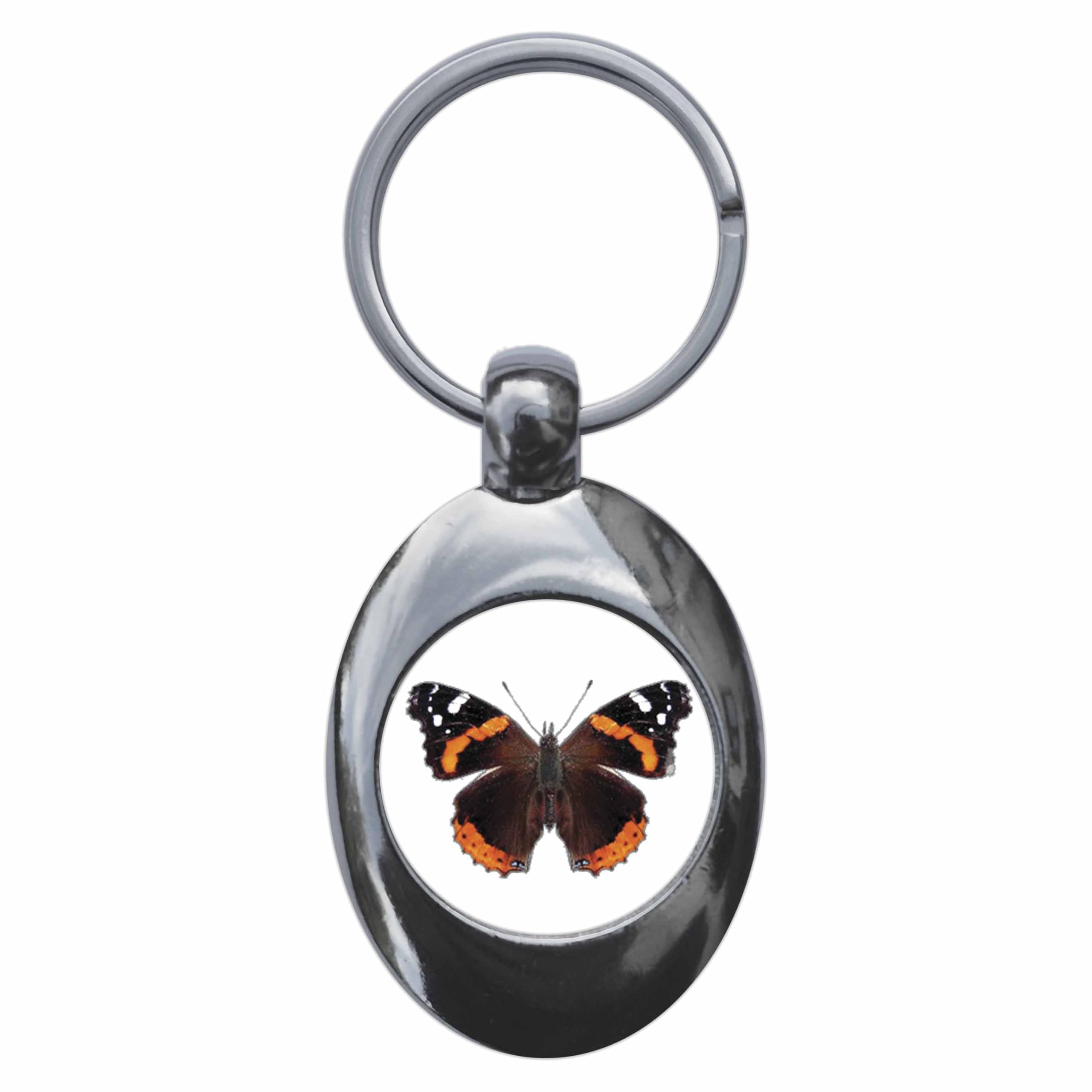 Ozorath Red Admiral Butterfly Keyring Keychain Key Ring Chain With Trolley Coin