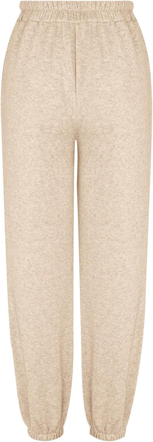 Crossover High Waisted Sweatpants for Women Asymmetrical Cross V Waist Pants Baggy Lounge Running Jogger with Pocket