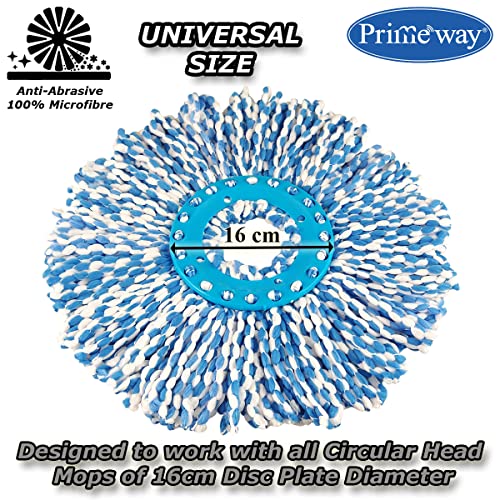 Image of Primeway Polyester Water Absorbent Microfibre Spin Mop Refills | Dense Replacement Mop Heads | Floor Pocha Mop Cloth | XL | 38cm | 130grams | 4 Pcs, Blue