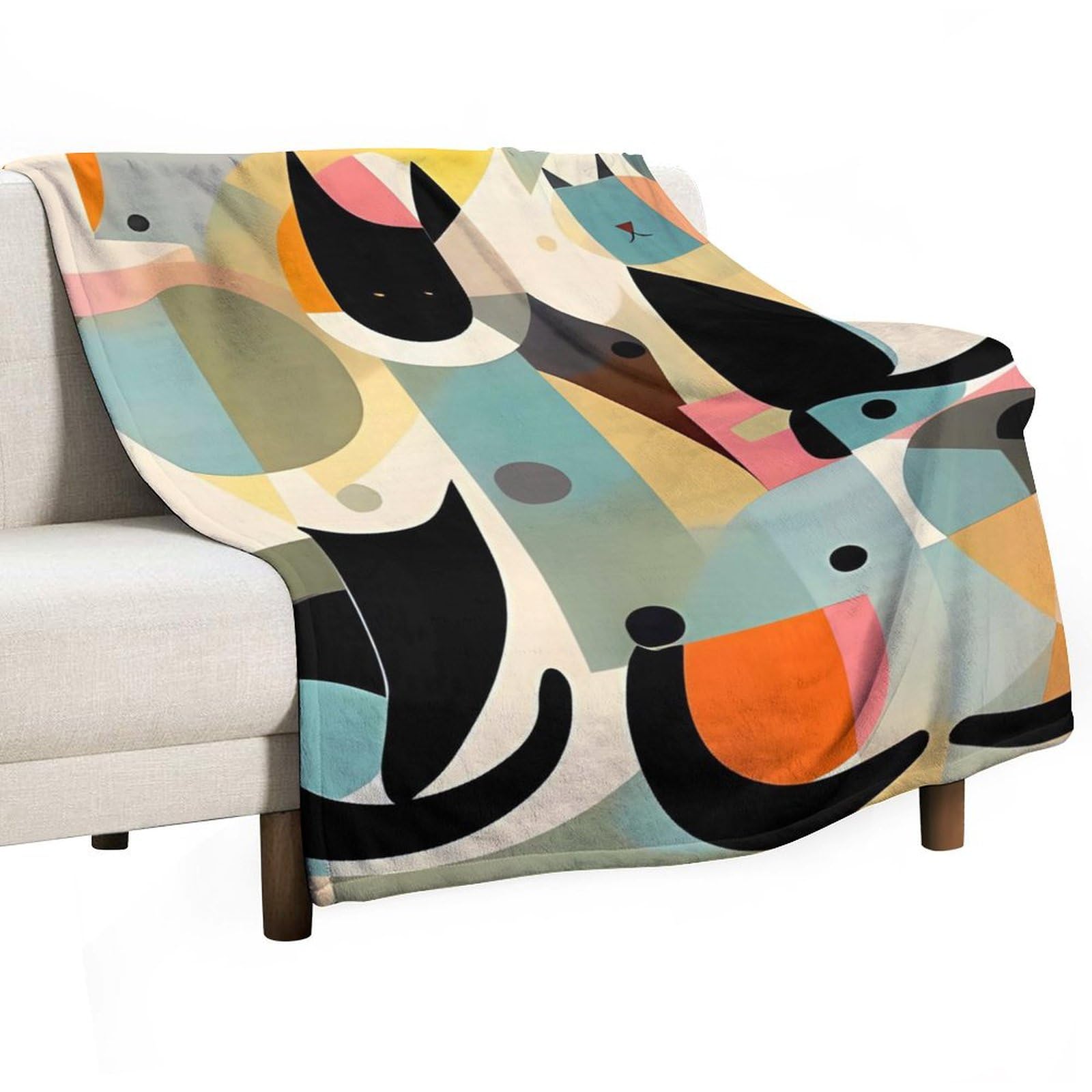 Plaid chat art moderne du milieu du siècle pour habiller élégamment votre lit ou votre canapé