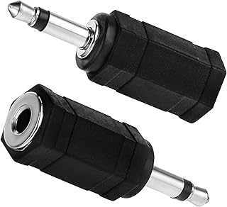 3.5mm Mono to Stereo Adapters, 2 Pack 1/8" Mono Male Plug to 1/8" TRS Stereo Female Jack Headphone Accessories for Headphone Radio