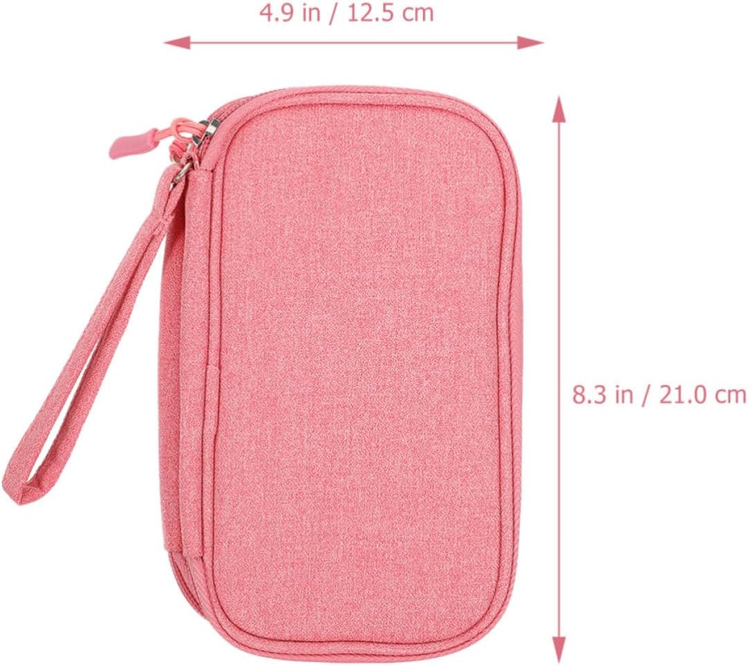 Pink Polyester Double Storage Cable Management Case with Smooth Zipper image 2