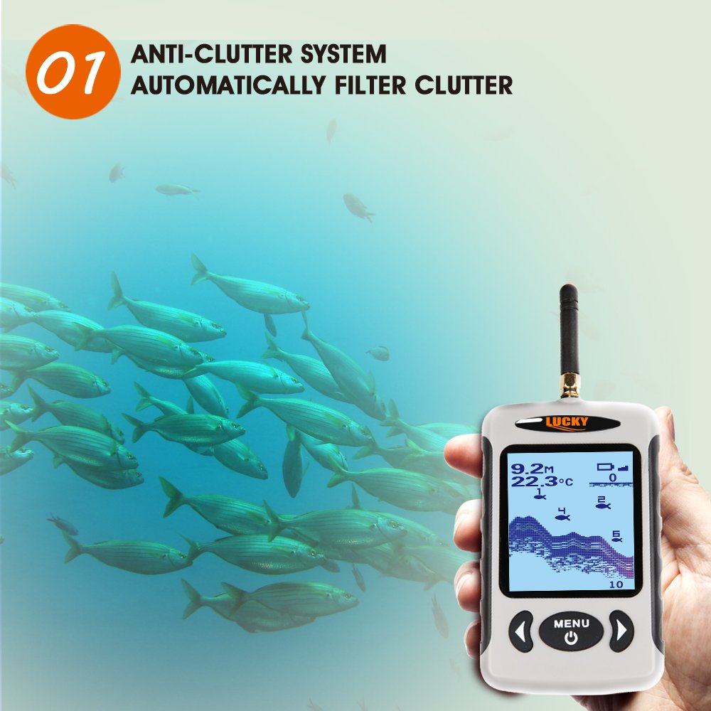Lixada Détecteur de poissons sans fil portable Sonar Jauge de profondeur aquatique Écran numérique LCD Ecosondeur pour tout type de pêche