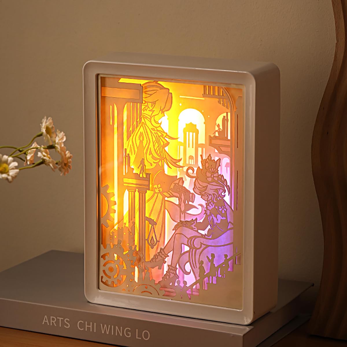 【新品未使用】行灯　切り絵　デスクライト　インテリア Amazon.co.jp : 原神 裁定の時 切り絵 フリーナ ナイトライト グッズ