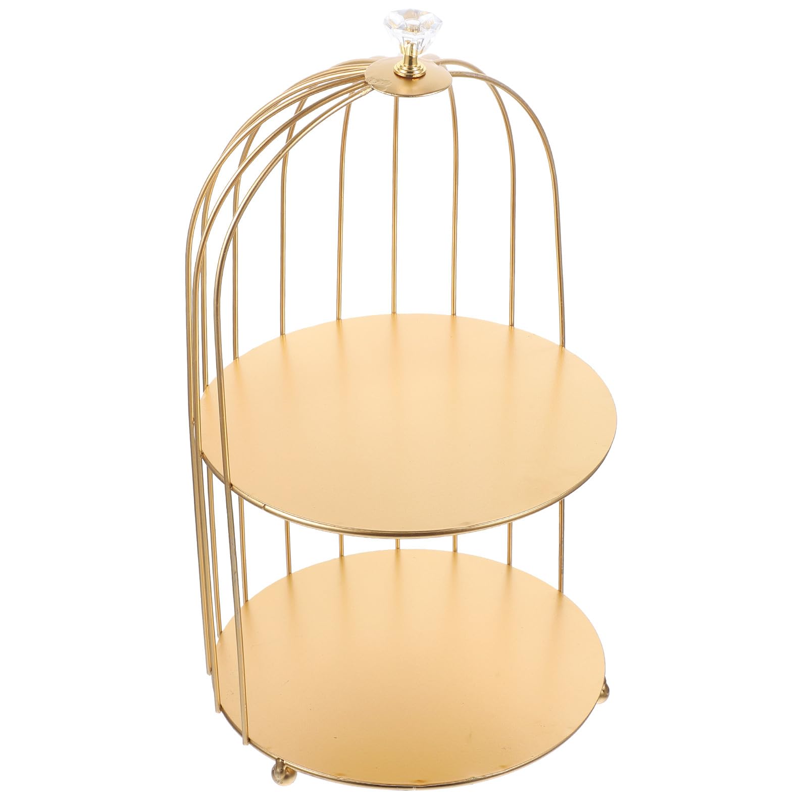 Étagère rangement métal doré 2 niveaux pour cosmétiques et présentation de desserts