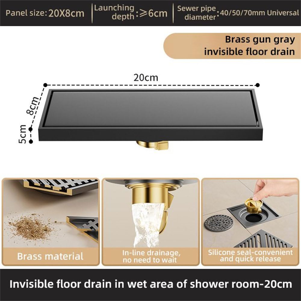 XBTGS Desodorante de baño, núcleo de cobre completo, desagüe de suelo para cocina, inodoro, ducha, accesorios para el hogar, juego de drenaje de suelo desmontable, para baño B, drenaje de suelo de 01
