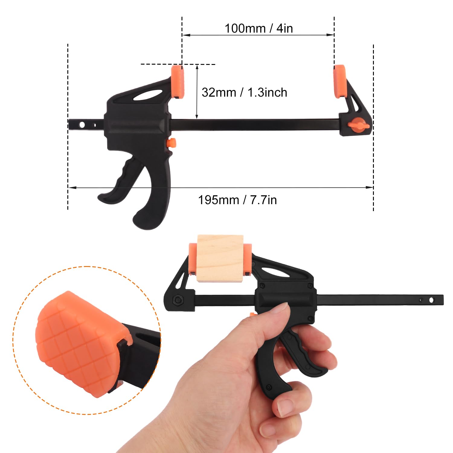 Paquete de 20 Abrazaderas Metalicas de Barra F de 4 pulgadas, Abrazaderas de Resistencia Media de 70 libras con una sola mano, Abrazaderas para Carpintería, Manualidades, por GENHAKON