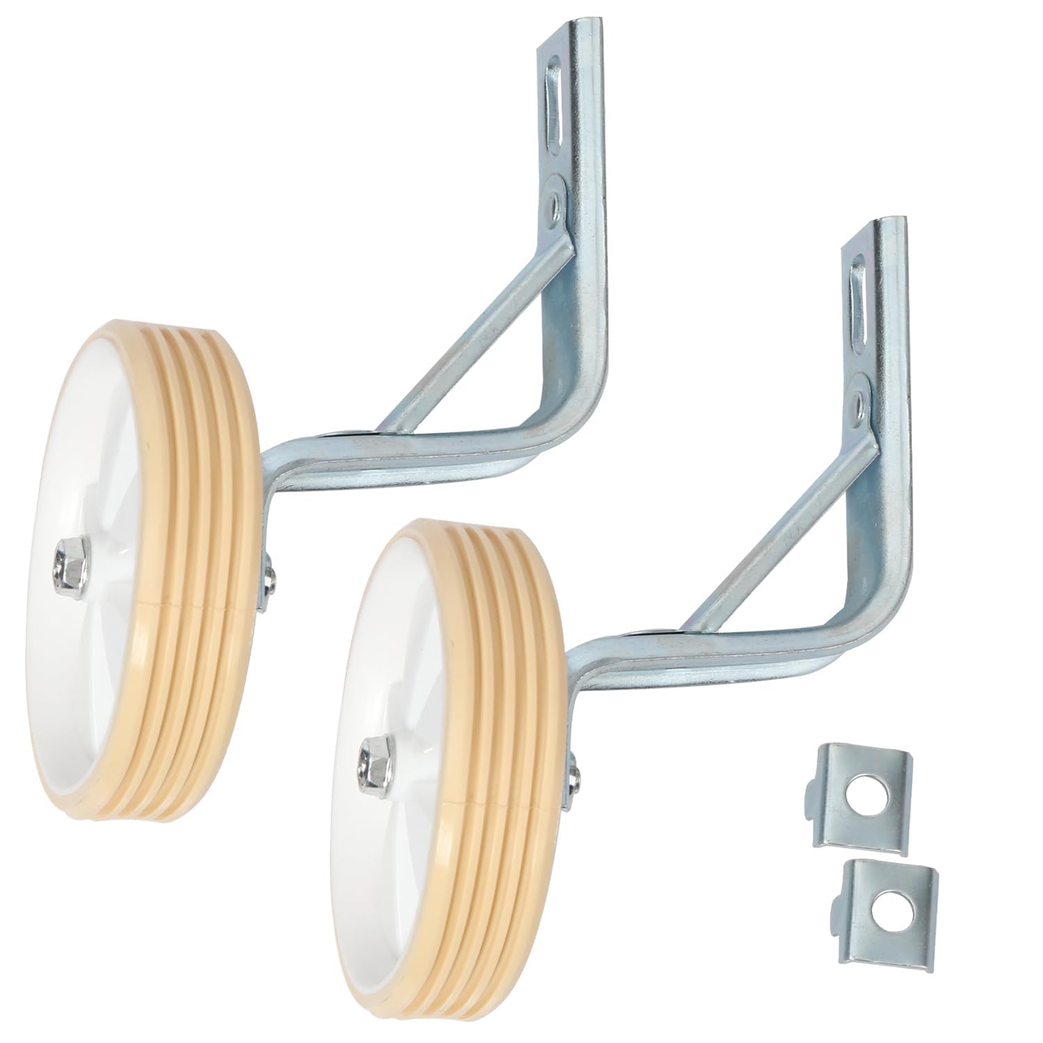 Glerc Ruote da allenamento per bicicletta regolabili, resistenti, posteriori con stabilizzatori, kit per bambini, ragazzi e ragazze, adatte per biciclette per bambini da 16", colore argento