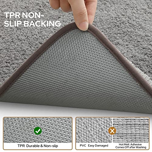 Homeideas Large Bathroom Rugs, Non Slip Bath Mat For Bathroom 24"X40", Extra Soft And Absorbent Microfiber Shaggy Bathroom Mats, Plush Rugs For Tub, Shower, And Toilet (Grey) #TOP4