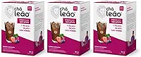 Chá leão® Preto + Frutas Vermelhas, Preparo em Água Gelada, 10 Sachês, 25g, Kit com 3 Caixas