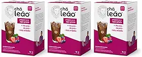 Chá leão® Preto + Frutas Vermelhas, Preparo em Água Gelada, 10 Sachês, 25g, Kit com 3 Caixas